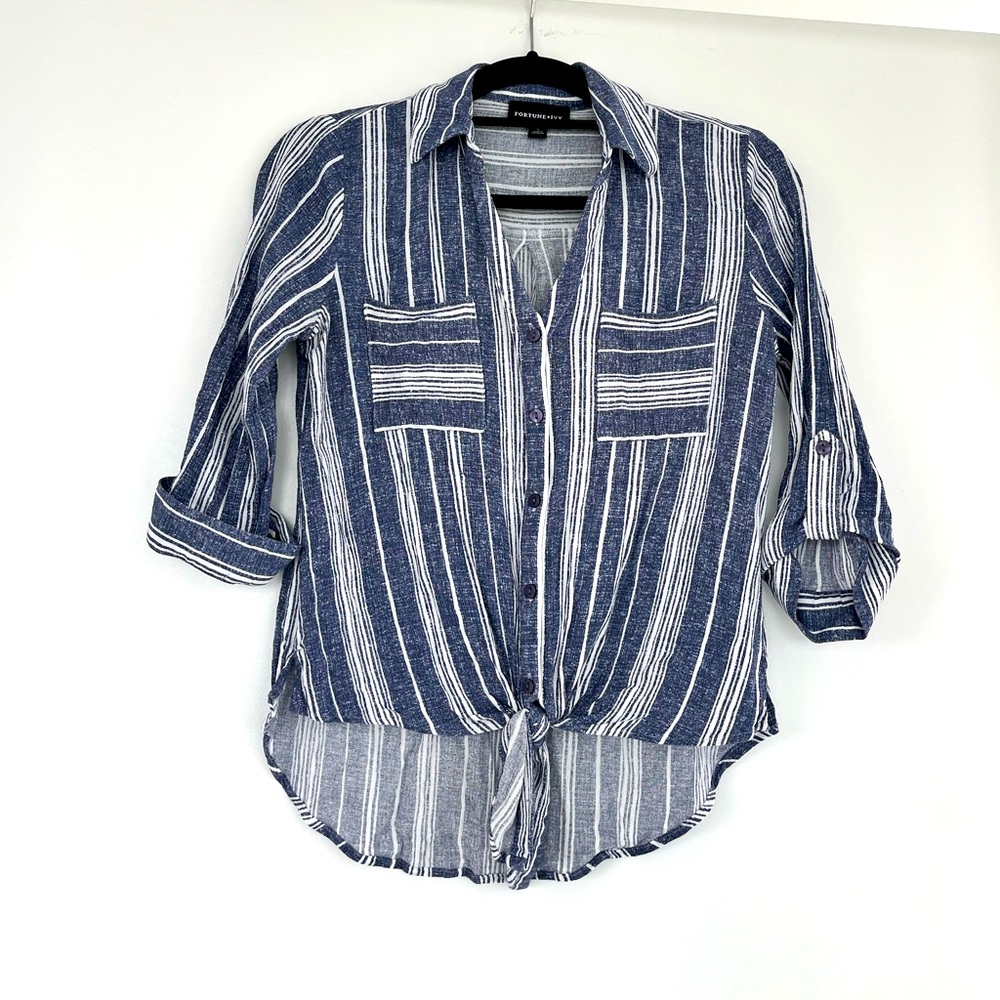 Fortune + Ivy Tie Waist Blouse